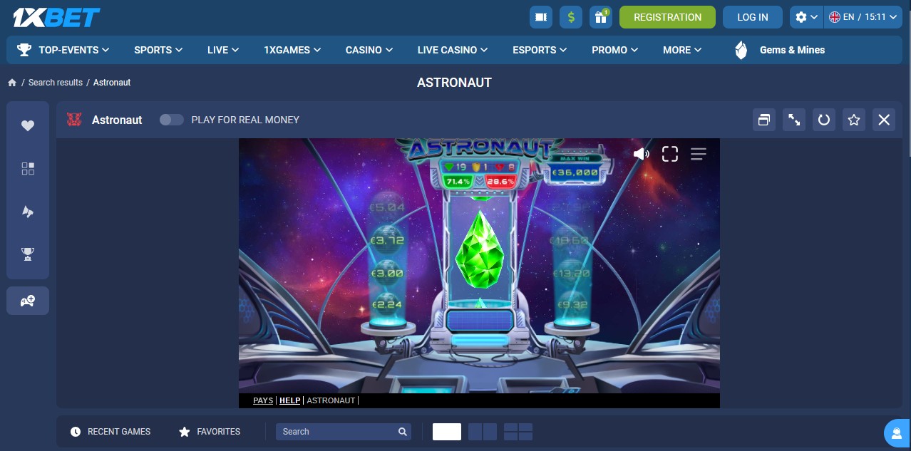 Astronaut Game at 1xBet